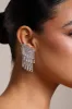 Leo | Silver Diamante Statamenet Tassel Earrings sold by Club L London
