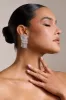 Leo | Silver Diamante Statamenet Tassel Earrings sold by Club L London