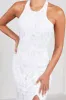 Reserved | White Sequin Lace Split Maxi Dress sold by Club L London