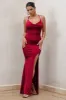 In My Feelings | Cherry Red Cowl Neck Split Maxi Dress sold by Club L London