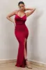 In My Feelings | Cherry Red Cowl Neck Split Maxi Dress sold by Club L London