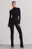 Elevated | Black High-Neck Slim-Leg Jumpsuit With Long Sleeves sold by Club L London