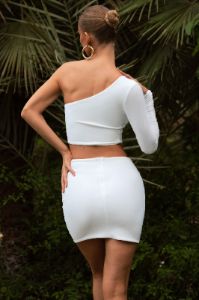 Step Out | White Ruched Mini Skirt sold by Club L London