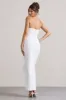 Chosen | White Bandeau Wrap Maxi Dress With Feather Trim sold by Club L London