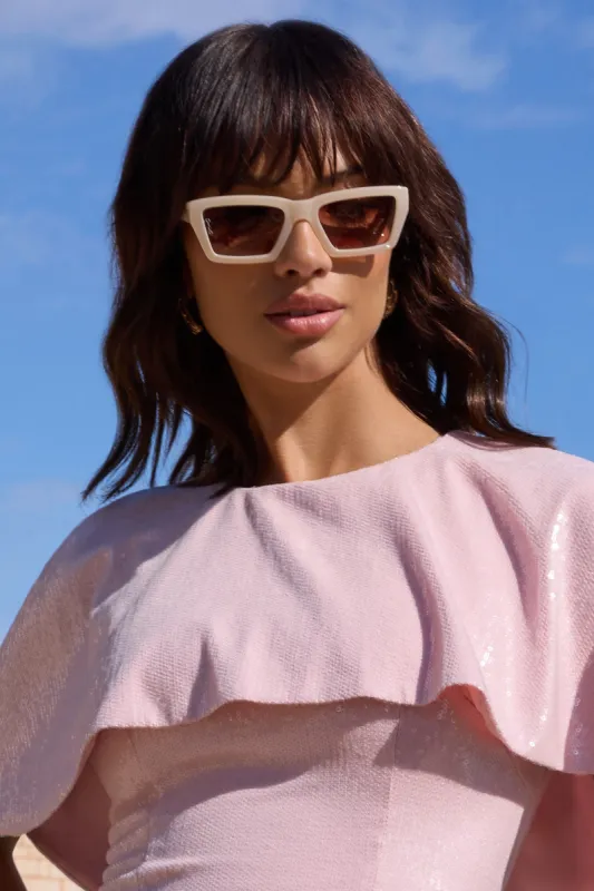 Fairfax | Otra Ivory Square Brown Tinted Sunglasses sold by Club L London