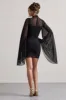 Jenny | Black Mesh High-Neck Cape-Sleeve Mini Dress sold by Club L London