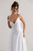 Breathless | Cream Linen Strappy V-Neck Pleated Midi Dress sold by Club L London