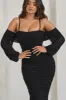 Announcement | Black Bardot Mesh Ruched Maxi Dress sold by Club L London