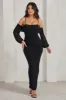 Announcement | Black Bardot Mesh Ruched Maxi Dress sold by Club L London