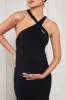 Gracie | Black Strappy Asymmetric Sleeveless Maternity Maxi Dress sold by Club L London