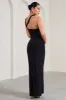 Gracie | Black Strappy Asymmetric Sleeveless Maternity Maxi Dress sold by Club L London