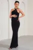 Gracie | Black Strappy Asymmetric Sleeveless Maternity Maxi Dress sold by Club L London