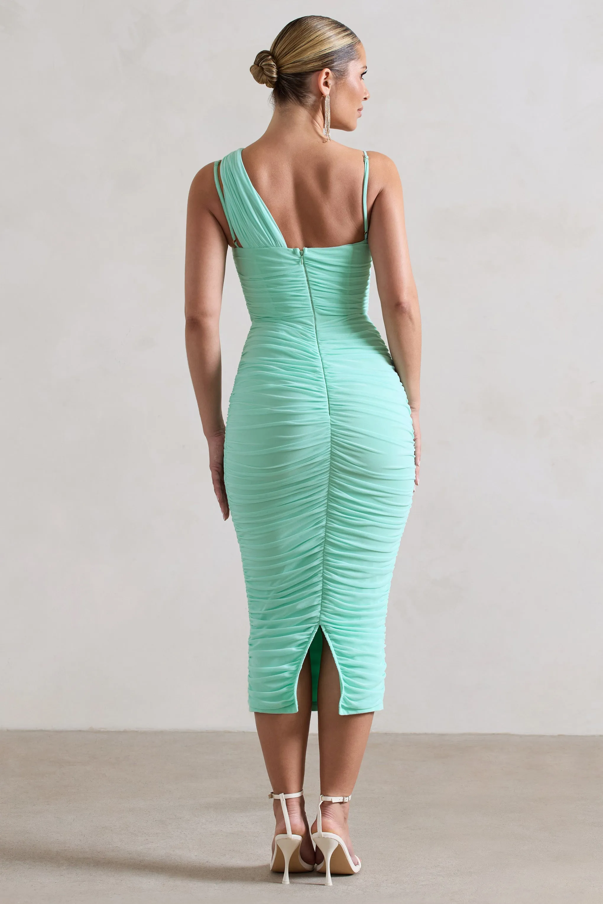 Bellini | Mint Asymmetric Ruched Midi Dress sold by Club L London product image thumbnail 2
