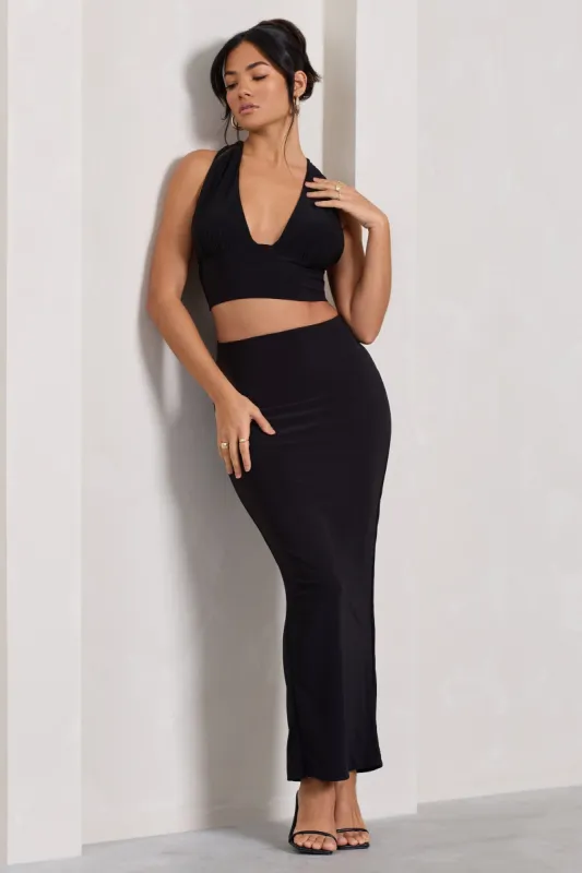 Onna | Black Bodycon Pencil Maxi Skirt sold by Club L London