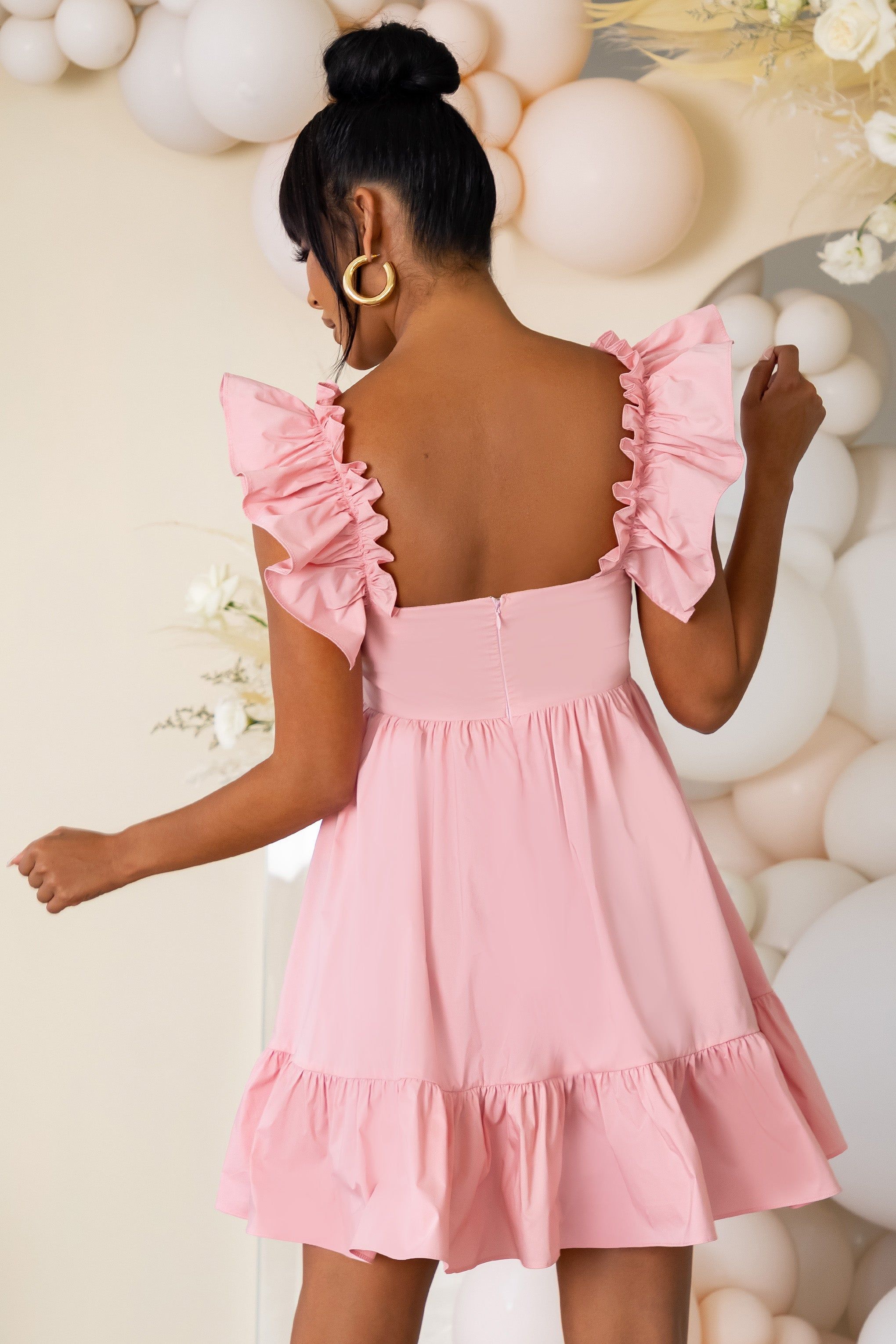 Dolly Daze | Pink Maternity Ruffle Sleeve Babydoll Mini Dress sold by Club L London product image thumbnail 2