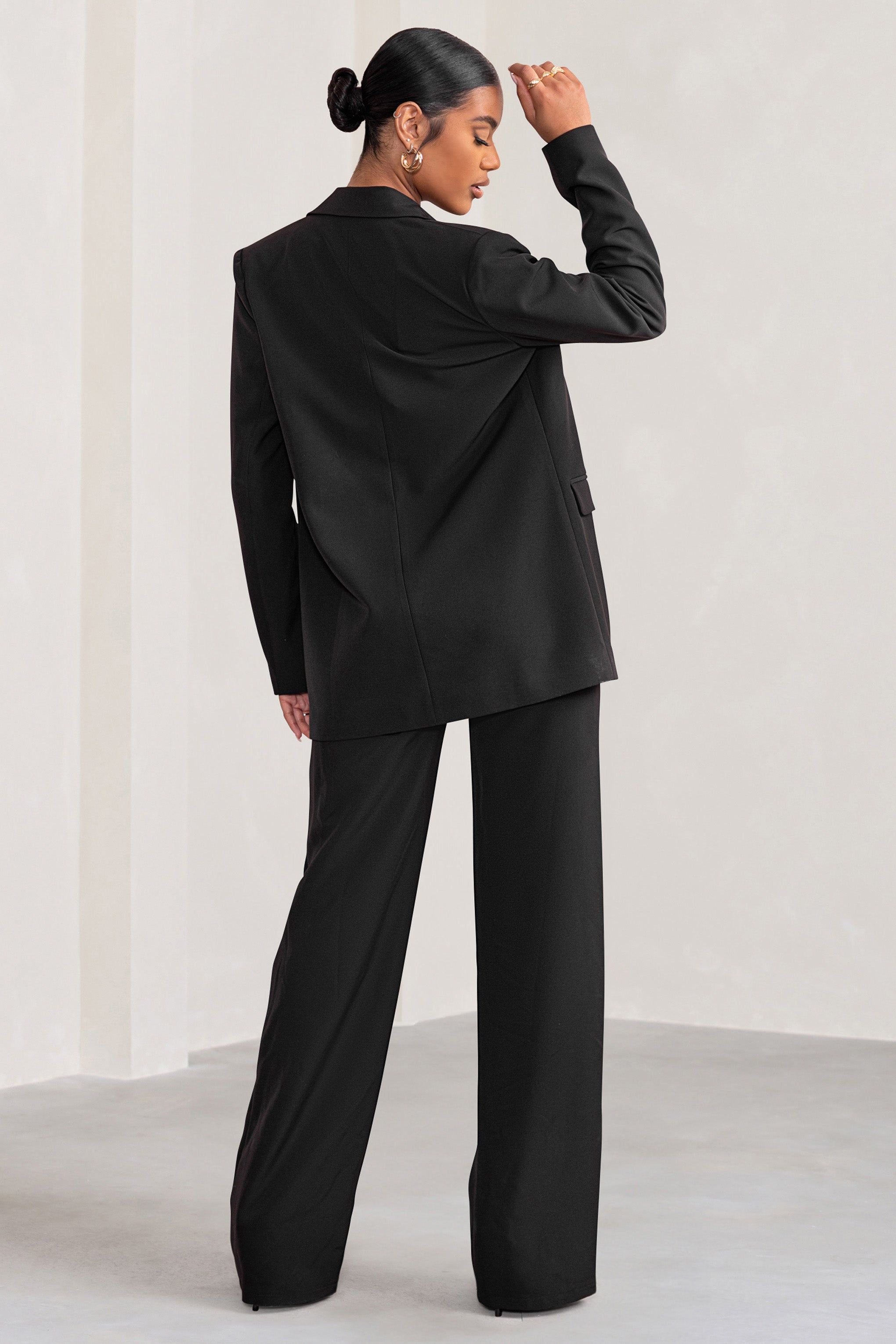 Grandiose | Black High Waist Straight Leg Trousers sold by Club L London product image thumbnail 2