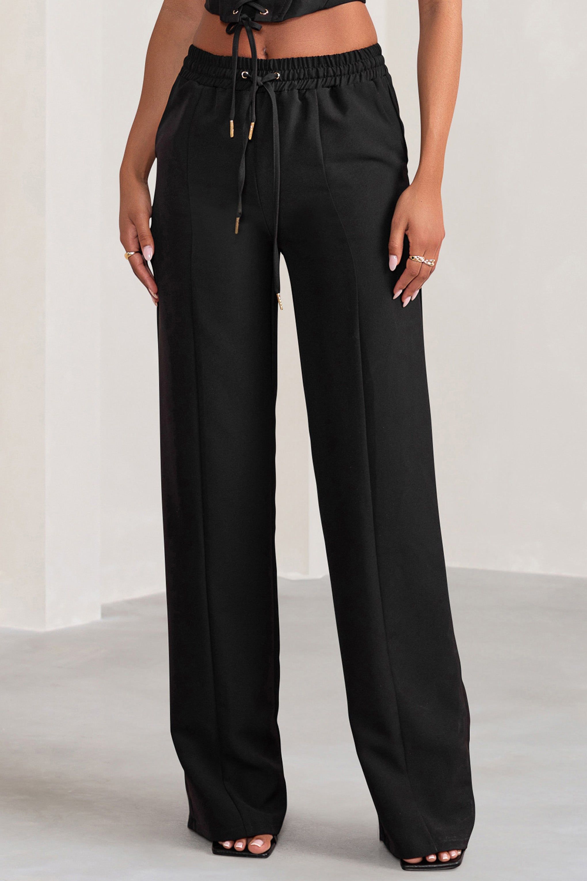 Grandiose | Black High Waist Straight Leg Trousers sold by Club L London product image thumbnail 3
