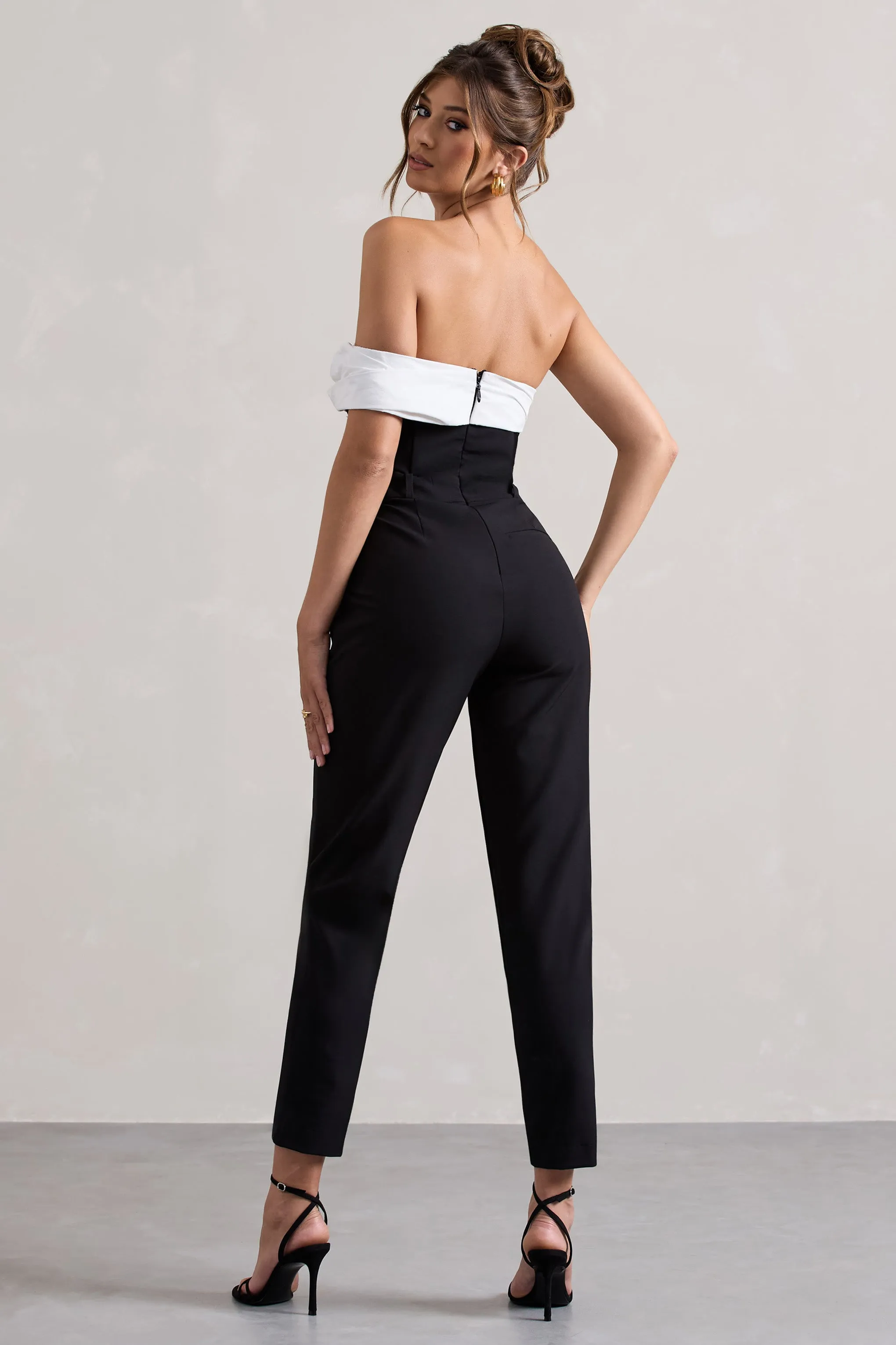 Paxton | Black Twisted Bardot Tailored Jumpsuit sold by Club L London product image thumbnail 2