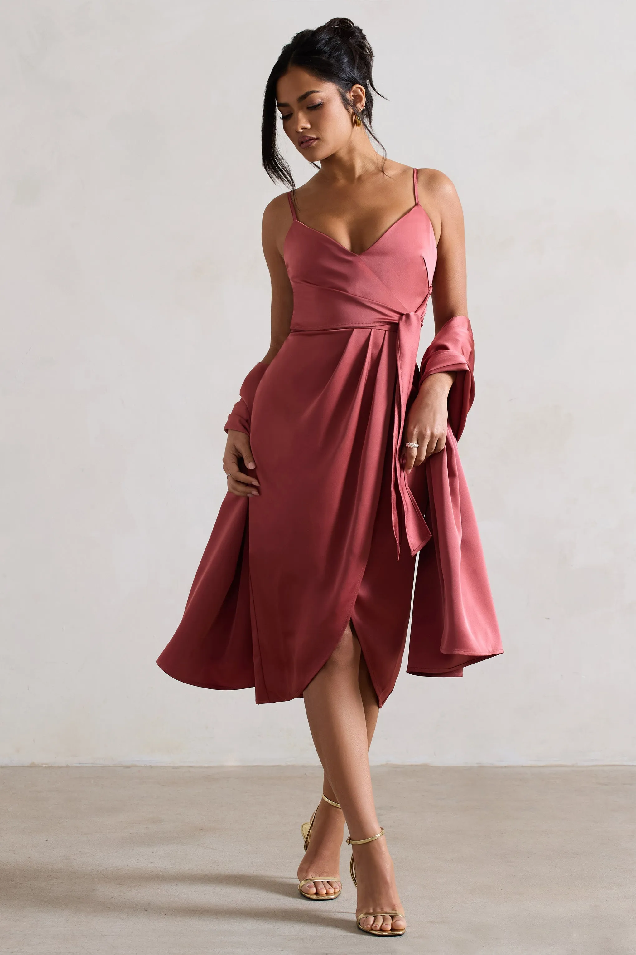 Lush | Rose Pink Satin Shawl sold by Club L London product image thumbnail 4