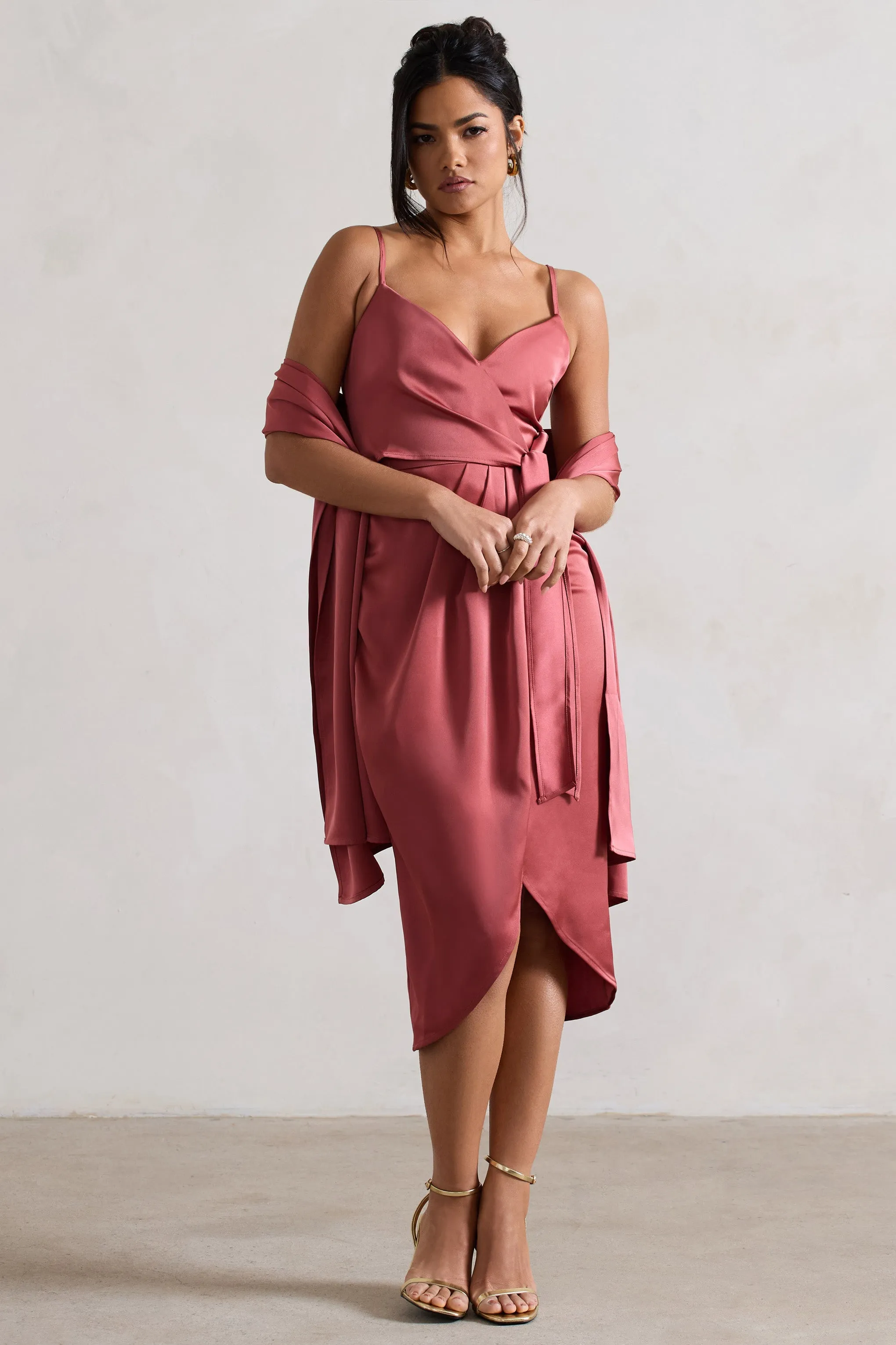 Lush | Rose Pink Satin Shawl sold by Club L London product image thumbnail 3