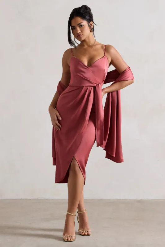 Lush | Rose Pink Satin Shawl sold by Club L London