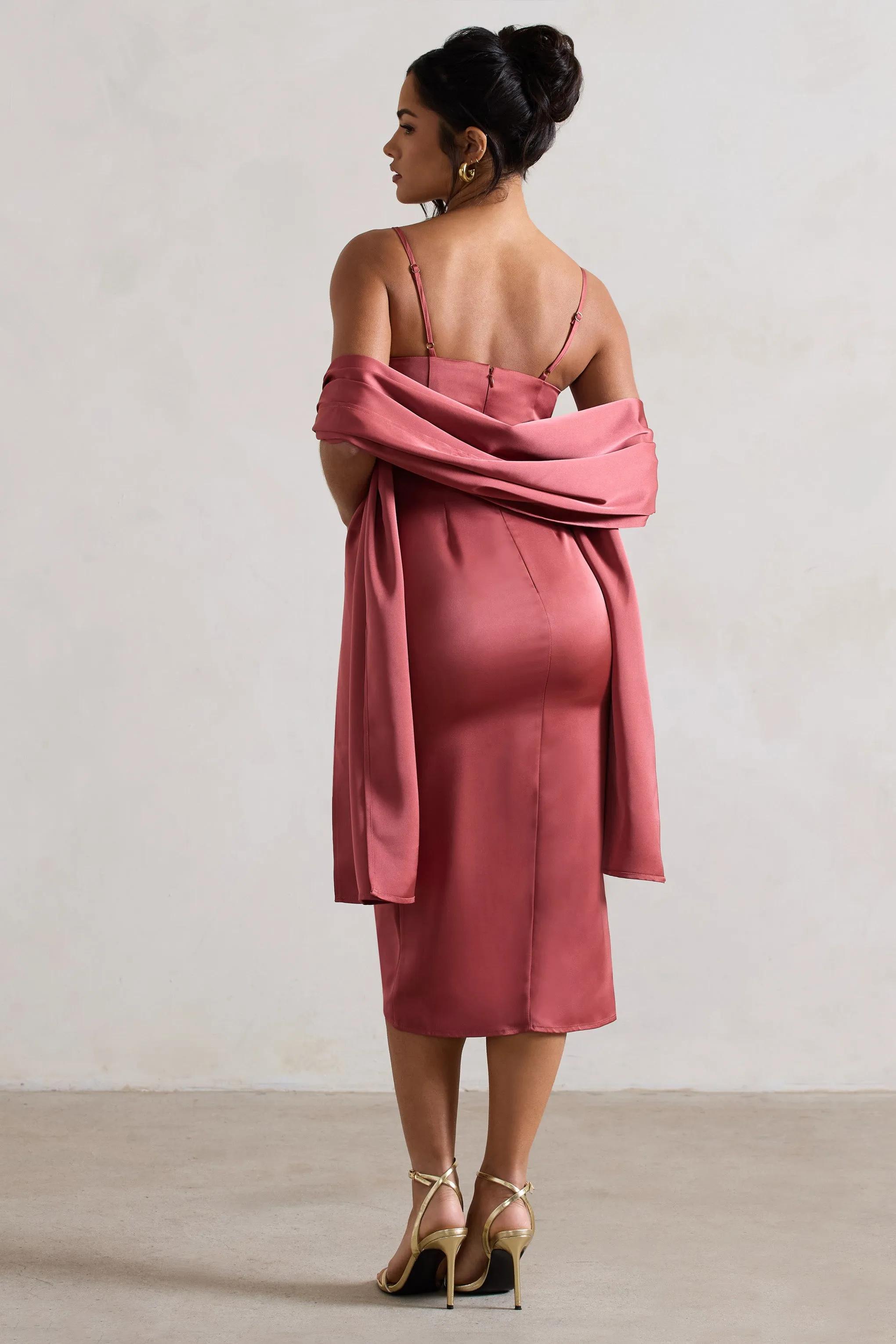 Lush | Rose Pink Satin Shawl sold by Club L London product image thumbnail 2