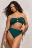 Wave | Bottle Green Ruched High-Waist Bikini Bottoms sold by Club L London