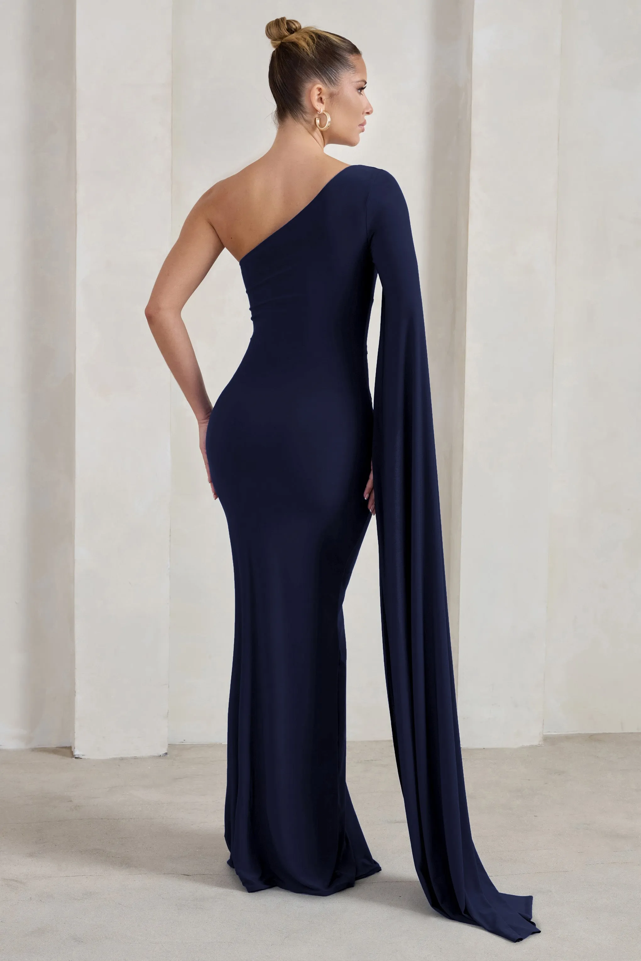 Romi | Navy One Shoulder Twist Design Maxi Dress sold by Club L London product image thumbnail 2