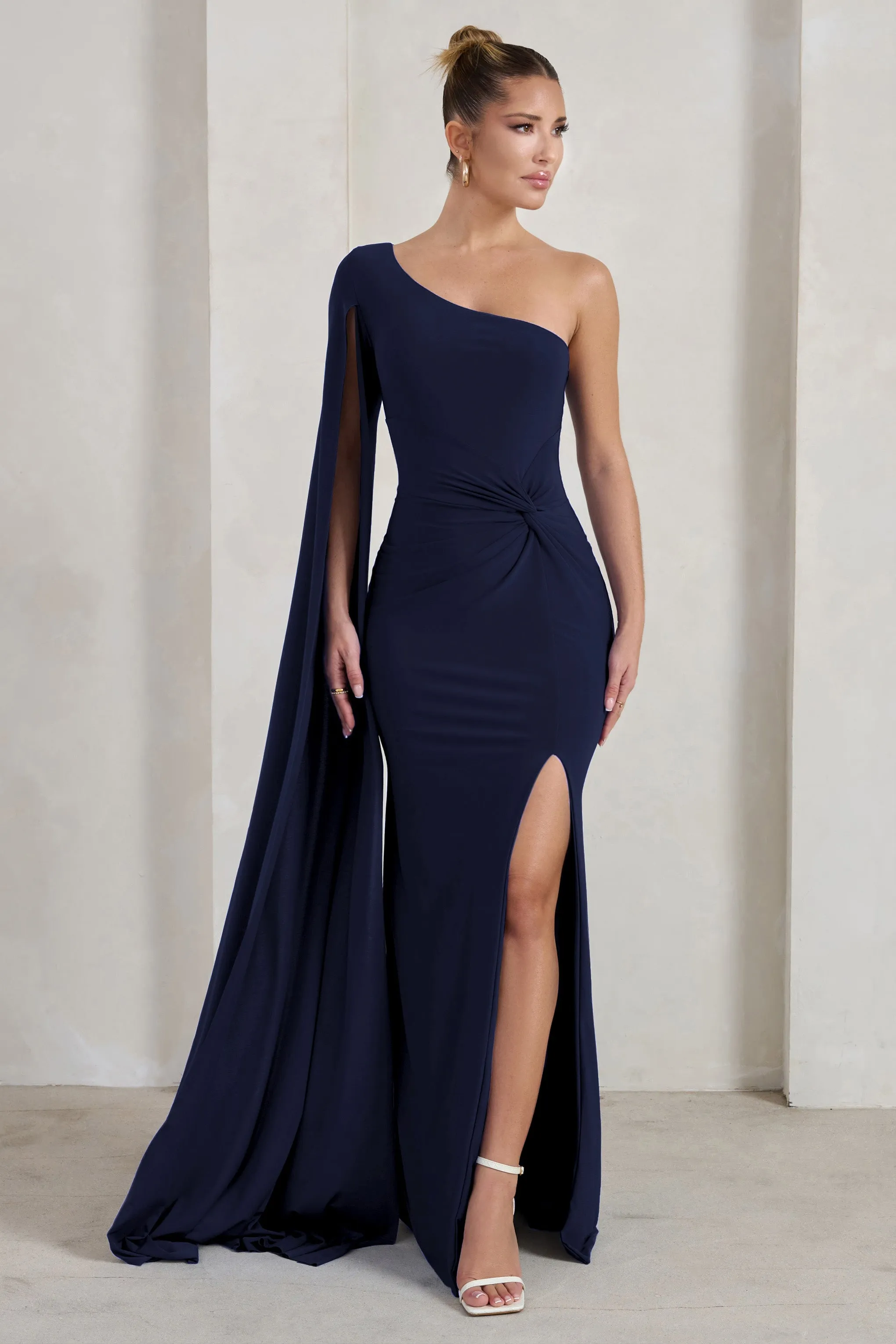 Romi | Navy One Shoulder Twist Design Maxi Dress sold by Club L London product image thumbnail 3
