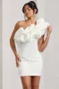 At The Opera | White Satin One Shoulder Ruffled Mini Dress sold by Club L London
