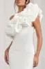 At The Opera | White Satin One Shoulder Ruffled Mini Dress sold by Club L London
