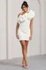 At The Opera | White Satin One Shoulder Ruffled Mini Dress sold by Club L London