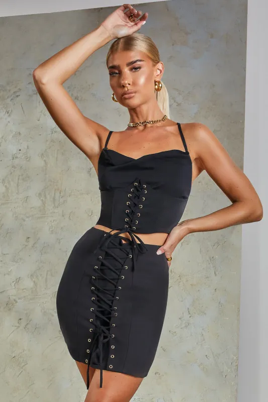 In The Mood | Black Corset Cami Top sold by Club L London