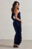 Never Let Go | Navy One Shoulder Ruched Side Detail Maxi Dress sold by Club L London