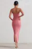 Evita | Pink Maternity Sweetheart Twist Detail Midi Dress sold by Club L London