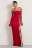 Belle of The Ball | Red Bandeau Maxi Dress With Split Hem sold by Club L London