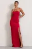 Belle of The Ball | Red Bandeau Maxi Dress With Split Hem sold by Club L London