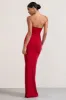 Belle of The Ball | Red Bandeau Maxi Dress With Split Hem sold by Club L London