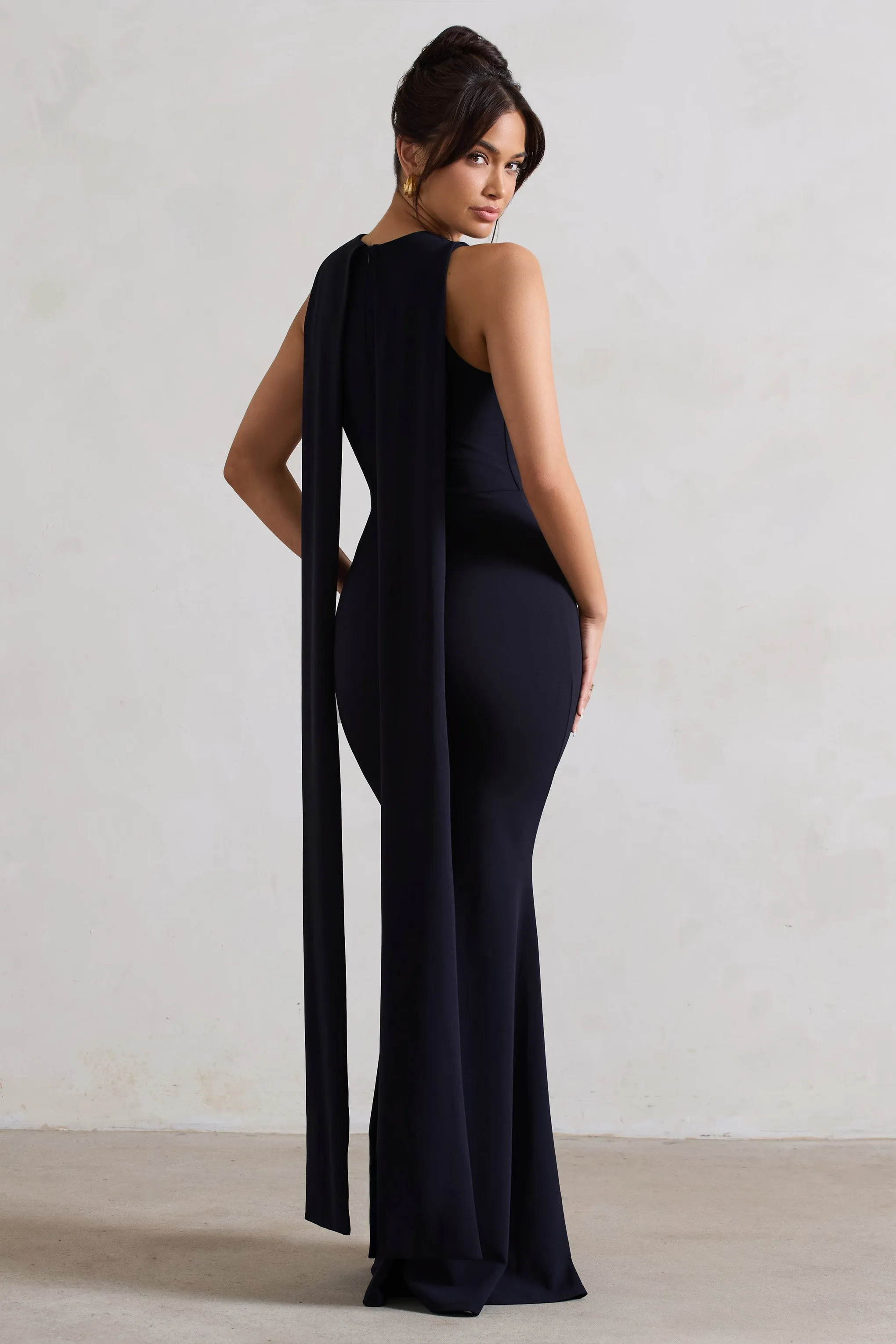 Patty | Navy High-Neck Sleeveless Maxi Dress sold by Club L London product image thumbnail 2
