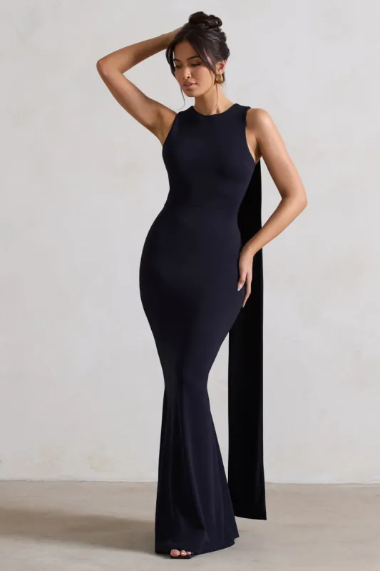 Patty | Navy High-Neck Sleeveless Maxi Dress sold by Club L London