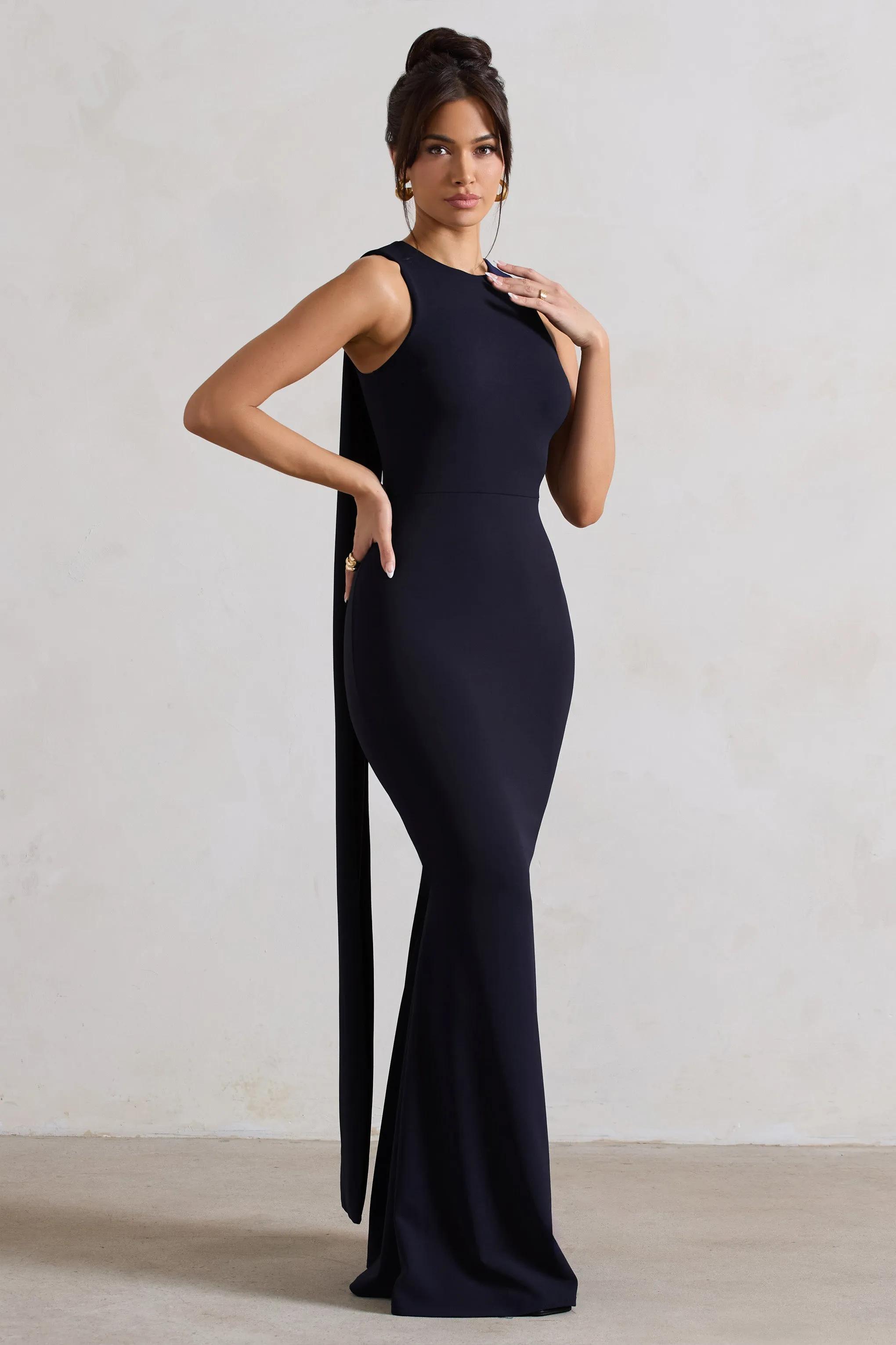 Patty | Navy High-Neck Sleeveless Maxi Dress sold by Club L London product image thumbnail 5