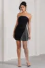 Upon A Star | Black Bandeau Diamante Fringe Mini Dress sold by Club L London