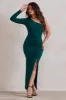 Mystical | Bottle Green One Shoulder Maxi Dress With Side Split sold by Club L London