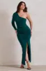 Mystical | Bottle Green One Shoulder Maxi Dress With Side Split sold by Club L London