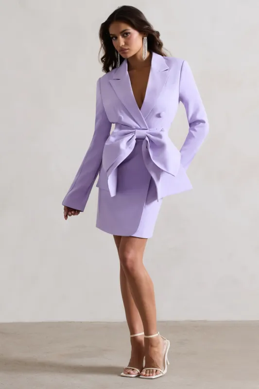 Prized | Lilac Tailored Blazer Dress With Bow sold by Club L London