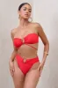 Rises | Red High Waisted Bikini Bottoms sold by Club L London
