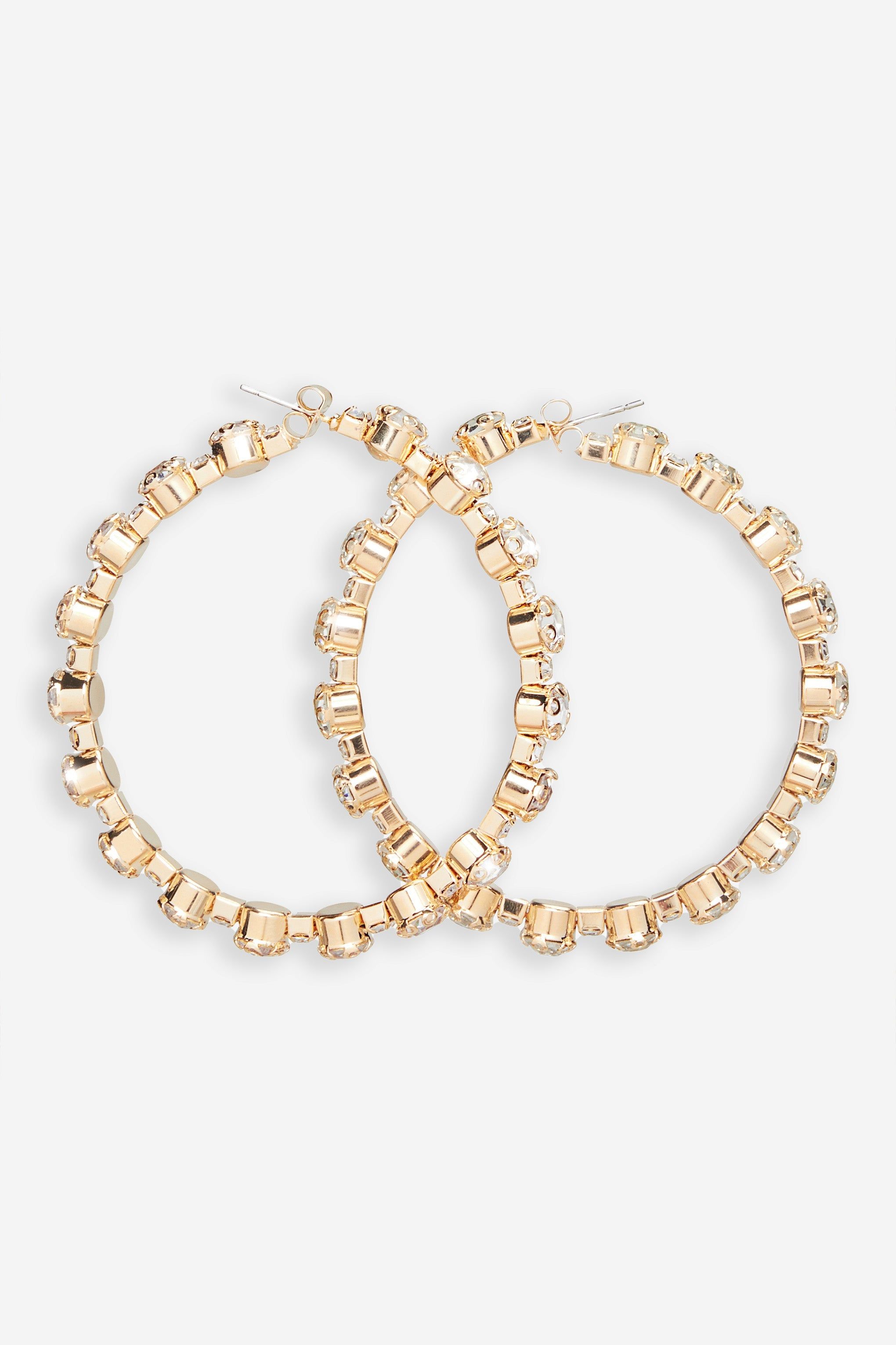 Tamala | Gold Diamante Hoop Earrings sold by Club L London product image thumbnail 2