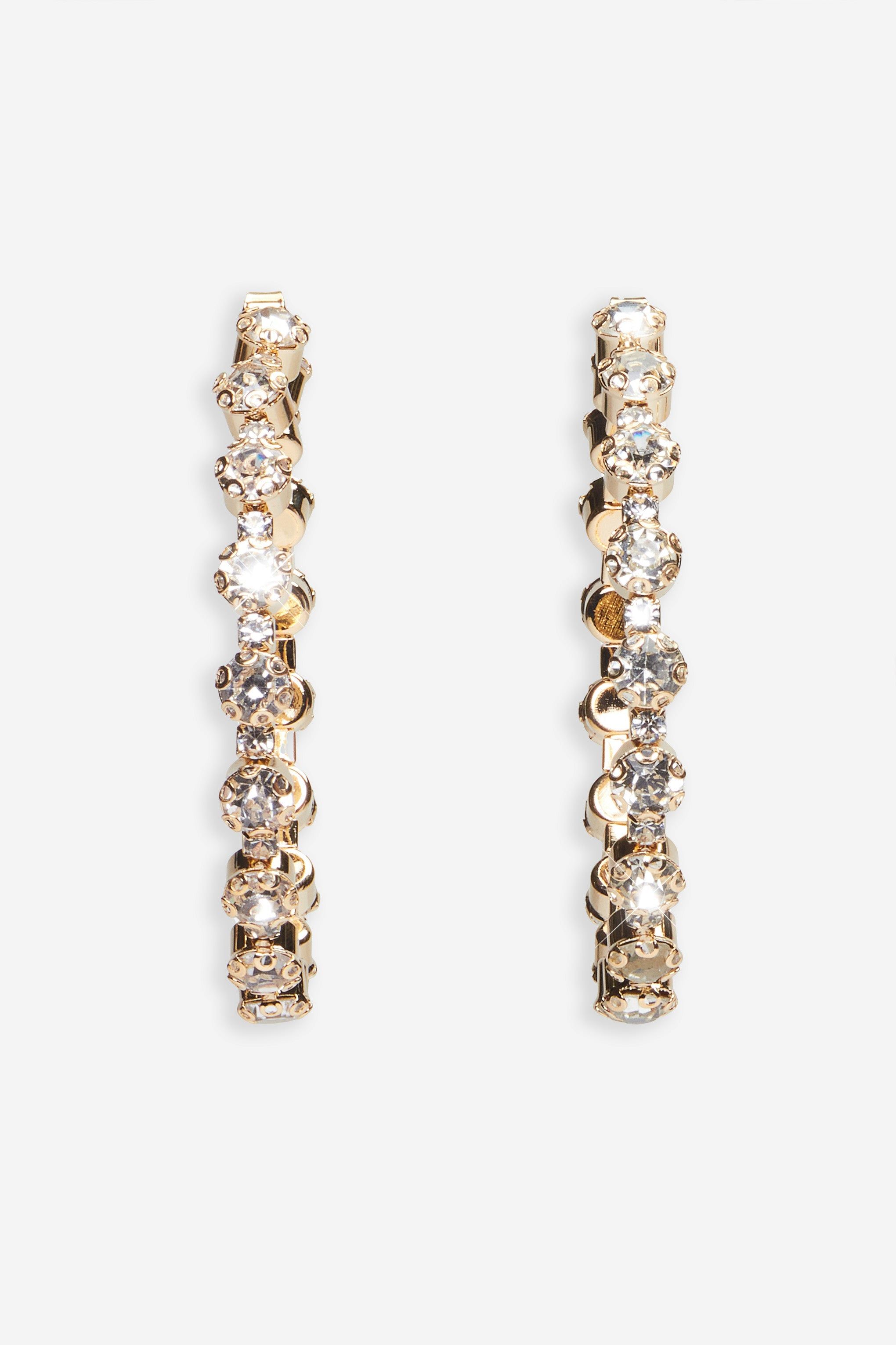 Tamala | Gold Diamante Hoop Earrings sold by Club L London product image thumbnail 3