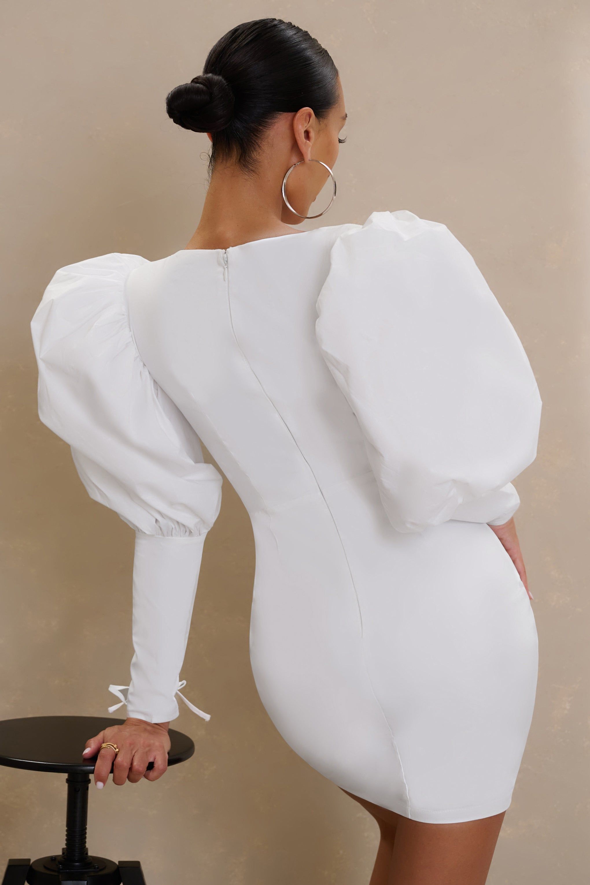 Extra | White Extreme Puff Sleeve Corset Mini Dress sold by Club L London product image thumbnail 2