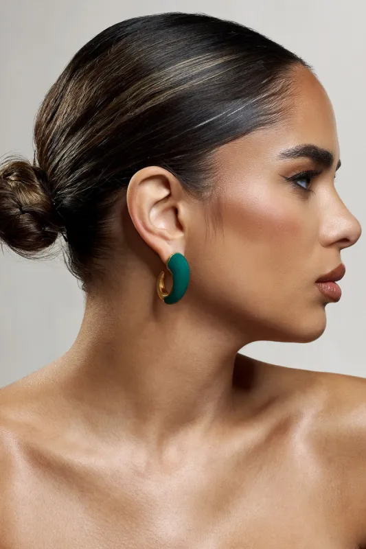 Lavern | Green Chunky Hoop Earrings sold by Club L London